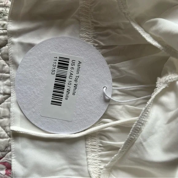 NWT Princess Polly Ashlin Top White Size 6 Croped Off The Shoulder - Picture 10 of 12